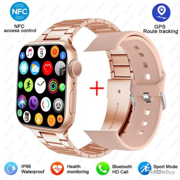 Montre Connectee Watch9 pour Android iOs SmartWatch9, Couleur: Rose 3