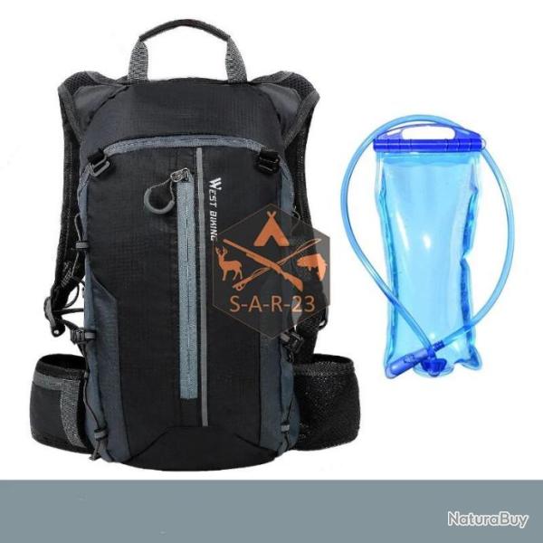 SACS D'HYDRATATION 16L - GOURDE 2L - ULTRA LGER - RFLCHISSANT - NOIR - LIVRAISON GRATUITE