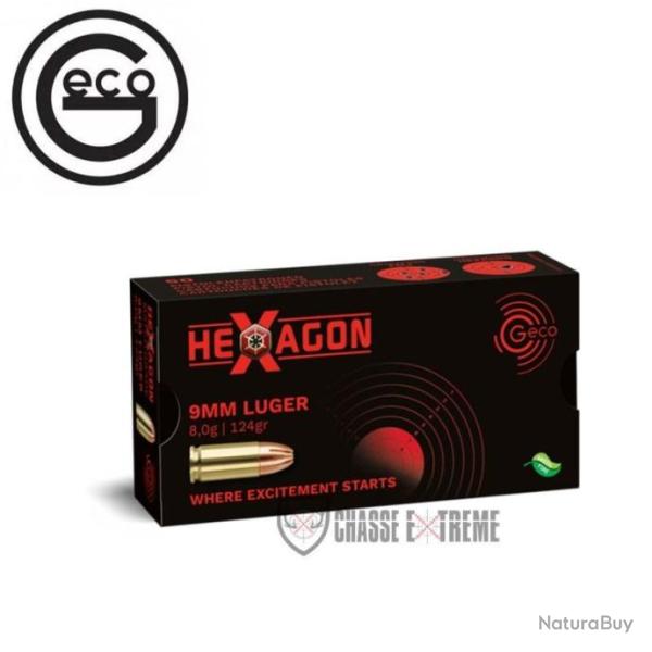 50 Munitions GECO Cal 9mm Luger 124Gr Hexagon