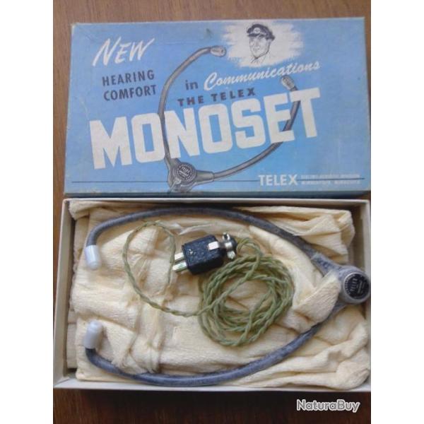 Telex Monoset Aircraft Communications casque radio WW2 Modele 2897 neuf