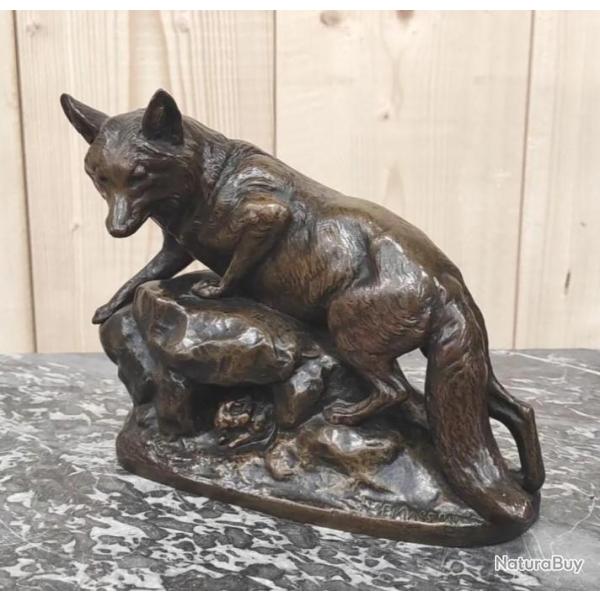 Groupe en bronze  de Clovis  Edmund MassonLe renard et le lapin