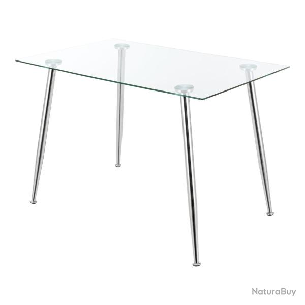 Table de salle � manger verre tremp� acier 75 x 110 x 70 cm chrome 03_0008701