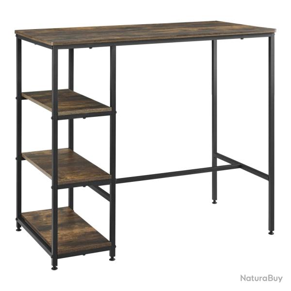 Table de bar 3 tagres 100 x 109 x 60 cm noir effet bois fonc 03_0008555