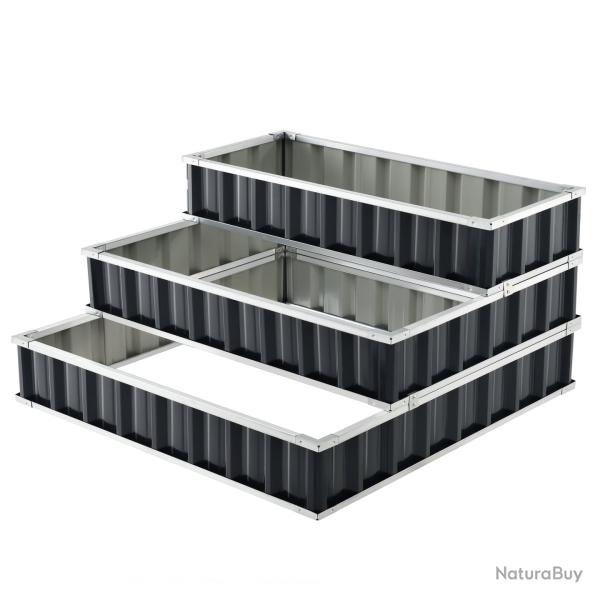 Carr� potager � 3 niveaux en acier galvanis� 118 x 118 x 60 cm anthracite 03_0007198