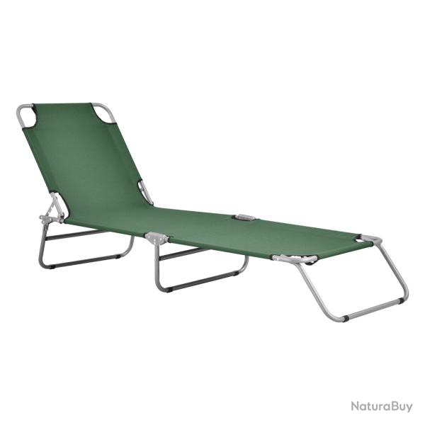 Transat bain de soleil inclinable acier polyester argent� mat vert fonc� 03_0006422