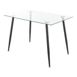 Table de salle &agrave; manger verre tremp&eacute; acier 75 x 110 x 70 cm noir 03_0008702