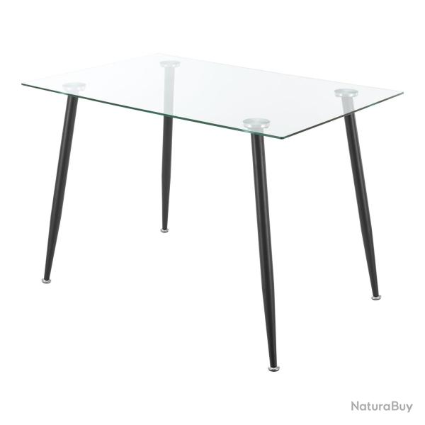 Table de salle � manger verre tremp� acier 75 x 110 x 70 cm noir 03_0008702