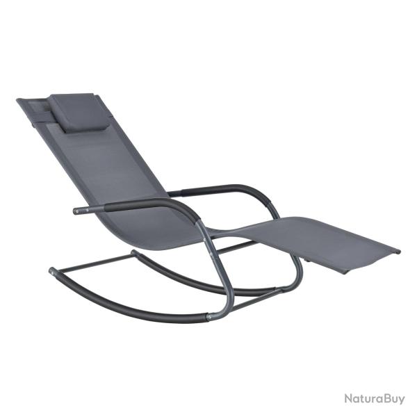 Bain de soleil  bascule acier textile 147 x 63 x 89 cm gris fonc 03_0006403