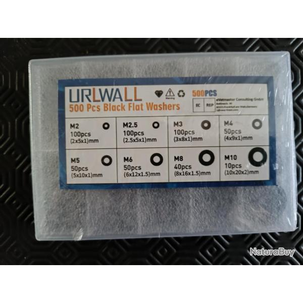 500 rondelles plastique noires