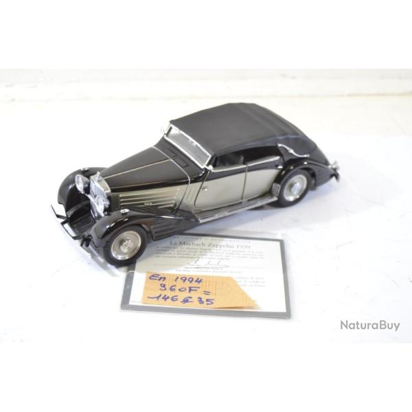 Voiture miniature Franklin mint 1939 Maybach Zeppelin Black / Silver 1/24