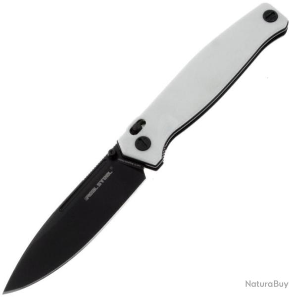 Couteau Real Steel HUGINN White/Black Manche G10 Lame Acier VG-10 Slide Lock Clip RS7652WB