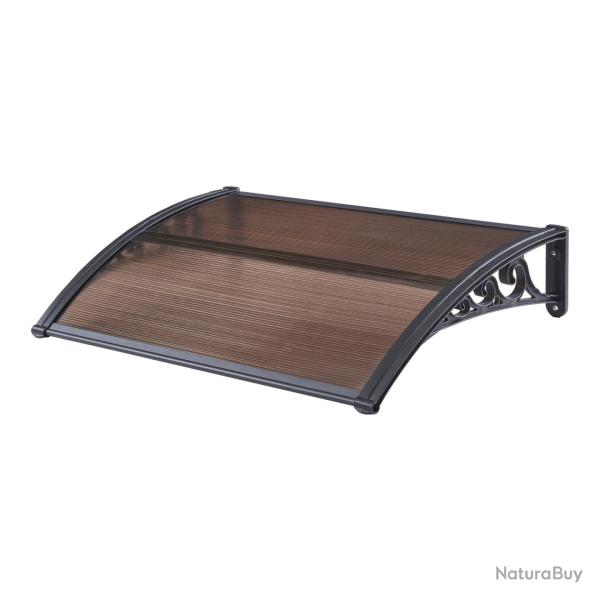 Auvent de porte d'entre design marquise d'accueil rsistante aux intempries 100 x 60 cm noir marr