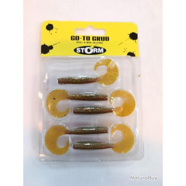 !! STORM GO-TO  GRUB 3" 8 CM GOLD GLITTER MOTOROIL UV !!