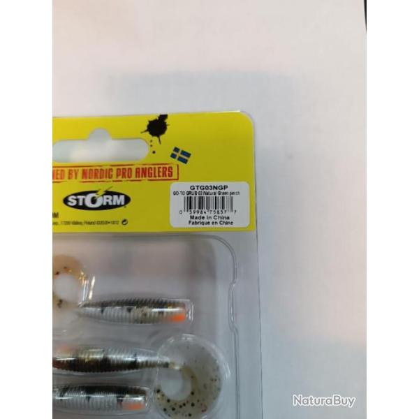 !! STORM GO-TO  GRUB 3" 8 CM NATURAL GREEN PERCH !!