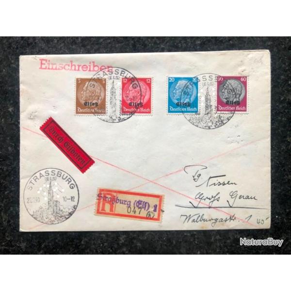 Lettre timbr�e Occupation Strasbourg i/Elsass 1941
