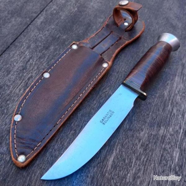 Couteau de Chasse Allemand de SOLINGEN  Manche en Cuir avec �tui en cuir