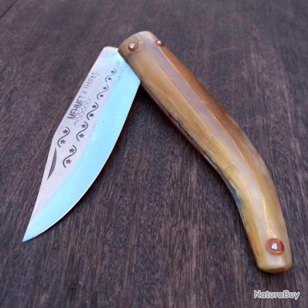Tr�s Grand Couteau ARTISANAL de KAHRAMANMARAS  CAPUCIN 2 CLOUS par MEHMET K.MARAS Manche en corne