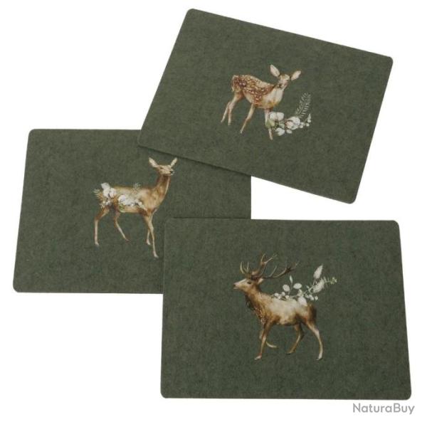 SETS DE TABLE EN FEUTRE MOTIF CERF