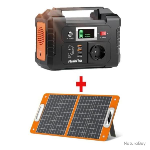 STATION SOLAIRE PORTABLE + PANNEAUX SOLAIRES 200W - 3 MODES DE RECHARGE - LIVRAISON GRATUITE