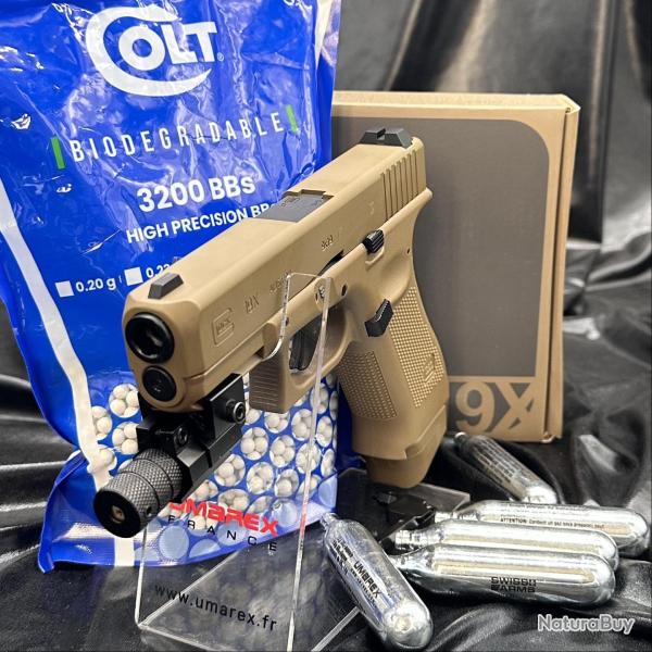 Nouveau- Pack "Laser" pr�t � tirer - GLOCK 19X - Cal. BBs 6mm - Airsoft - (Laser+Billes+Co2)
