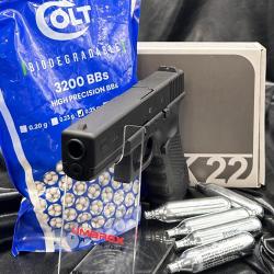 Nouveau - Pack pr&ecirc;t &agrave; tirer - GLOCK 22"GEN 4" - Cal. BBs 6mm - Airsoft ( 3200 Billes + 5 Capsule de 