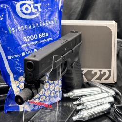 Nouveau - Pack LASER pr&ecirc;t &agrave; tirer - GLOCK 22"GEN 4" - Cal. BBs 6mm - Airsoft (Laser+Billes+5 Capsule