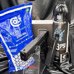Pack pr&ecirc;t &agrave; tirer - GLOCK17 - Culasse Aluminium Frais&eacute; - Cal. BBs 6mm - Airsoft ( Bouteille de gaz +