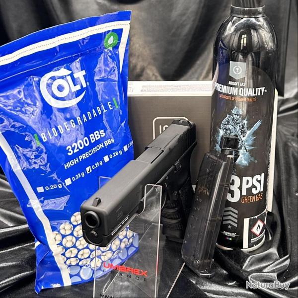 Pack pr�t � tirer - GLOCK17 - Culasse Aluminium Frais� - Cal. BBs 6mm - Airsoft ( Bouteille de gaz +