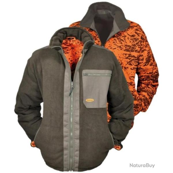 Veste polaire en fibre r�versible Hubertus veste de chasse veste d'hiver orange olive chaude NEUF