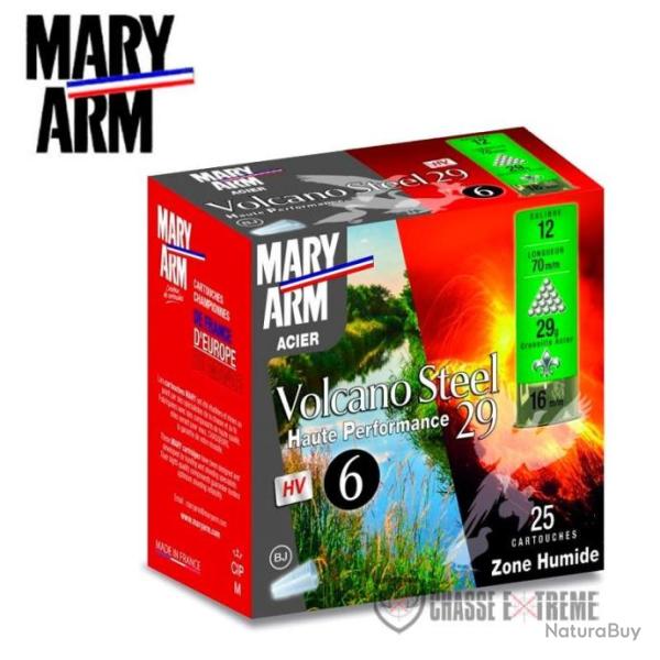 25 Cartouche MARY ARM Volcano Steel 29gr Cal 12/70 Pb 6