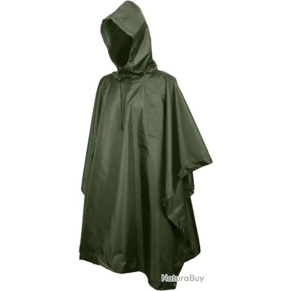Poncho de Pluie avec Capuche Impermable pour Randonne Ville Camping Voyage Cyclisme Vert