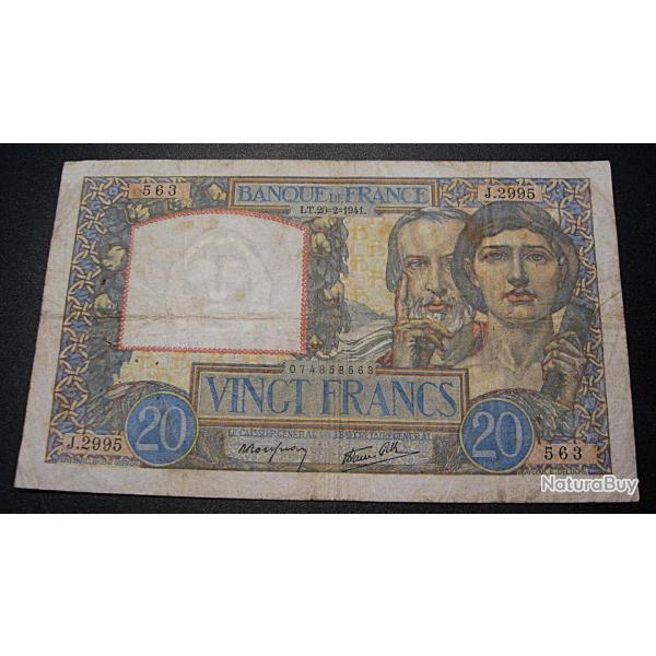 billet de 20 francs (science et travail) du 20-2-1941 tb+