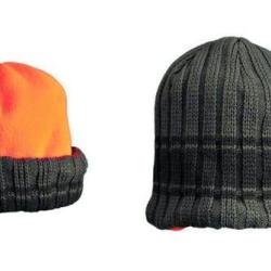 BONNET POLAIRE REVERSIBLE VERT/ORANGE FLUO