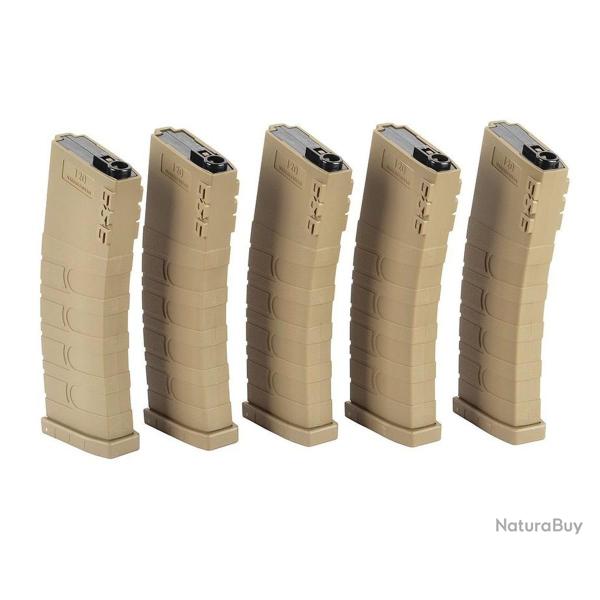 PACK DE 5 CHARGEURS 120 CPS GR16 TAN