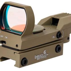 Point rouge métal Reflex 4 réticules rouge / vert - Tan/Beige / 1x / 8.25 / Rail 21mm / CR2032 / 119