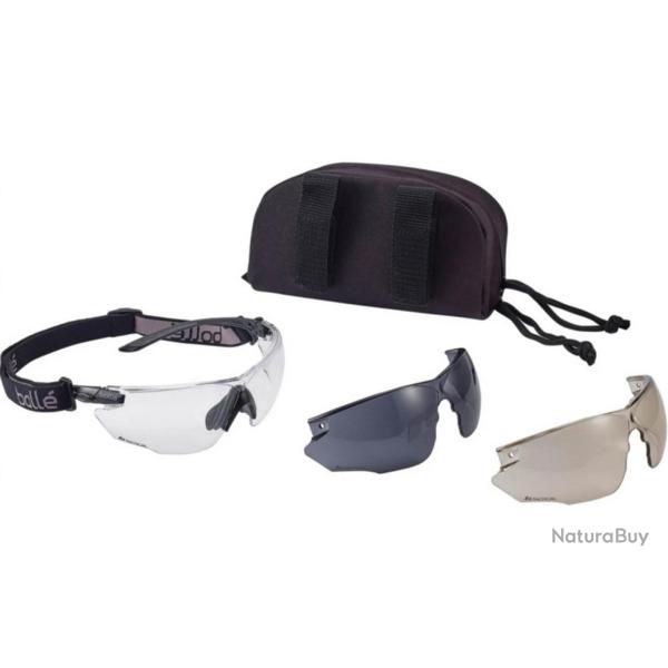 Lunettes BOLLE Combat Kit incolore avec deux �crans, harnais et housse-LUNETTES COMBAT KIT BOLLE INC