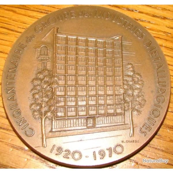 TB - MEDAILLE DE BRONZE DU CINQUANTENAIRE DU GROUPE DES INDUSTRIES METALURGIQUES 1920/1970