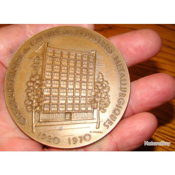 TB - MEDAILLE DE BRONZE DU CINQUANTENAIRE DU GROUPE DES INDUSTRIES METALURGIQUES 1920/1970