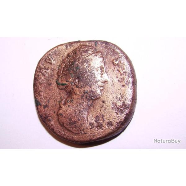 BEAU SESTERCE DE L'EMPIRE ROMAIN - FAUSTINE MERE - 24 grs - ATELIER ROME - 147- METAL BRONZE