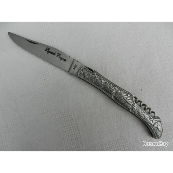 couteau pliant Laguiole Bougna tout m�tal longueur 22 cm tire bouchon - d�cor cerf