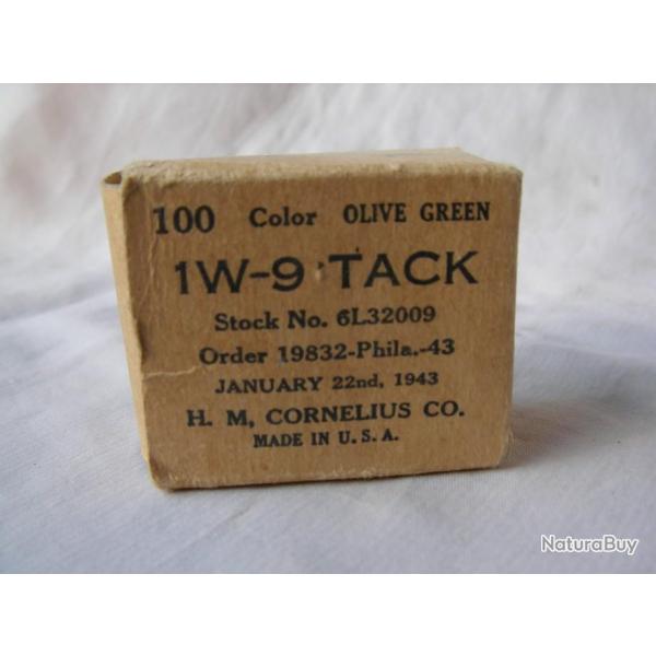 WW2 US BO�TE DE 100 PUNAISES COULEUR VERT CAMOUFLAGE MILITAIRE AM�RICAINES POUR BUREAU 22/1/1943 3