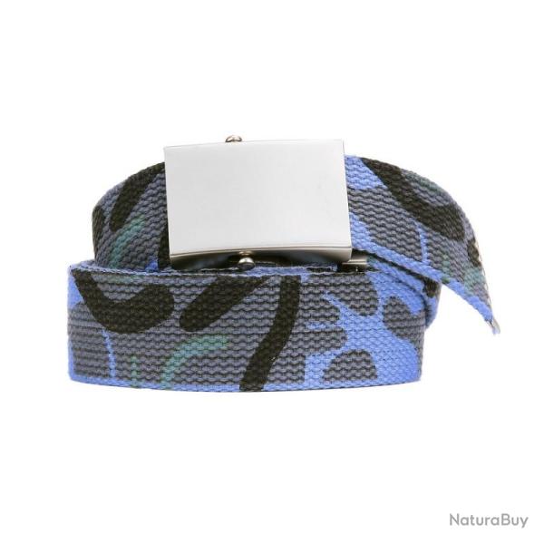 Ceinture toile 40mm avec boucle chrom�e (Couleur Camouflage bleu)