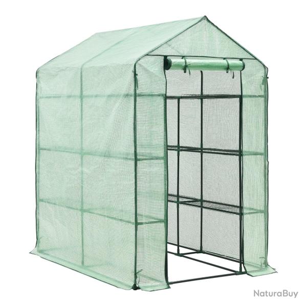 Serre de jardin vale en acier et poly�thyl�ne avec �tag�res int�gr�es 120 x 170 x 194 cm vert 03_00