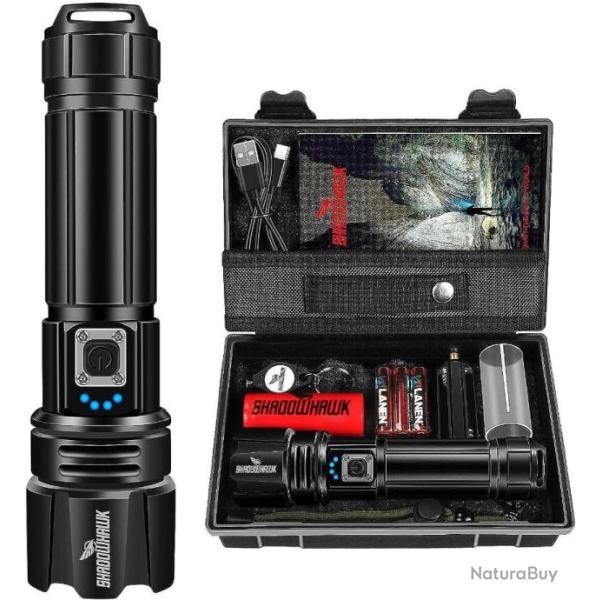 Lampe Torche LED Ultra Puissante, 20000 Lumens  Rechargeable �tanche 5 Modes D'�clairage Tactique