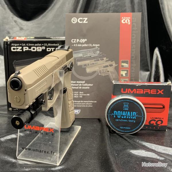 Pack laser-pr�t � tirer PISTOLET "CZ P-09" FDE CO2 4.5 -PLOMBS