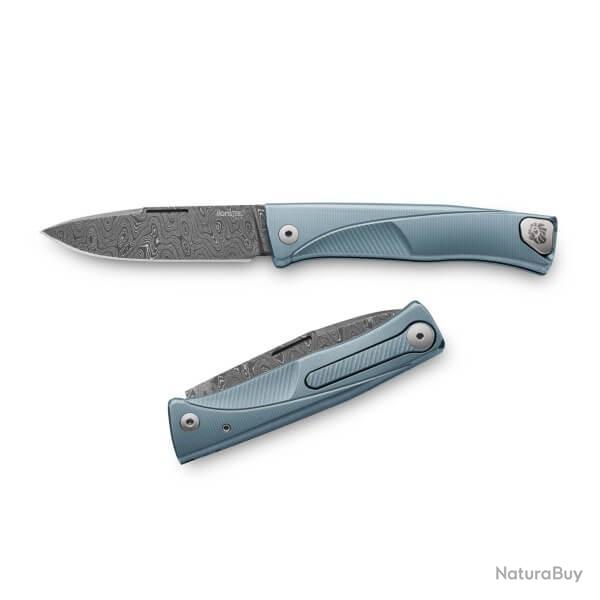 TLD.BL Couteau pliant Lionsteel Thrill Titanium bleu Damas