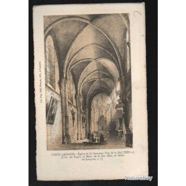 vieux langres glise de st-gosme vue de la nef carte postale ancienne