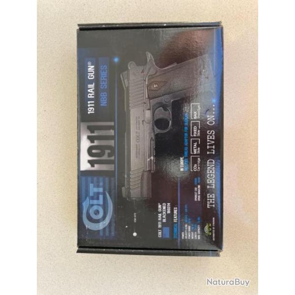 Air Soft Gun - COLT 1911 RAIL GUN NBB SERIES - Blackened - CO2