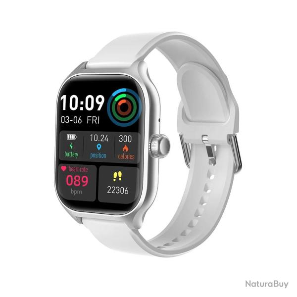 Montre Connectee pour Android iPhone Bluetooth 5.0, Couleur: Blanc