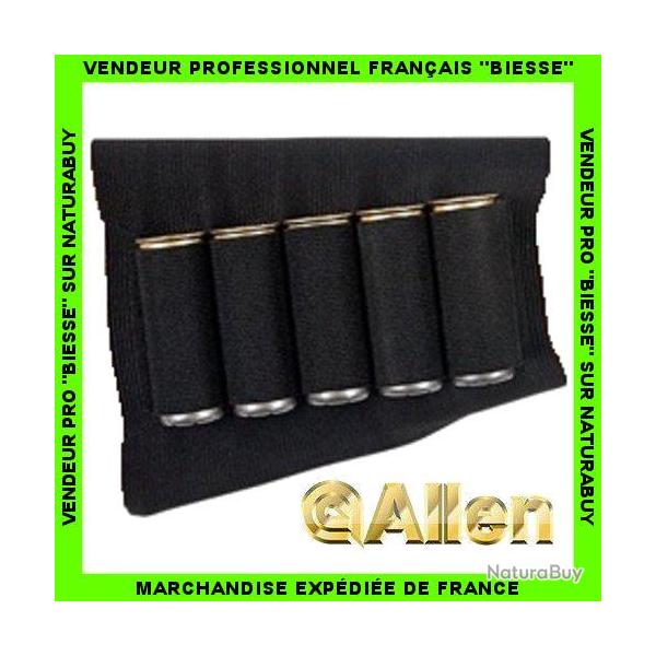 Cartouchiere de crosse ALLEN 5 cartouches pour tout calibre de fusil : 12, 16 ou 20. SUPER TARIF !!!